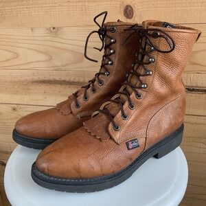 Justin Packer Boots 11D Chestnut Brown 762 Logger Western Work USA